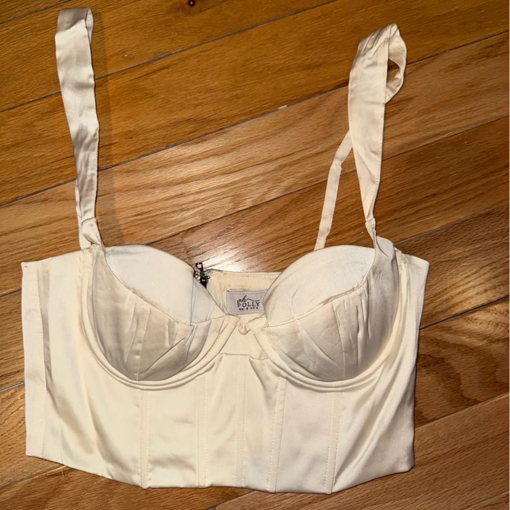 Cream Satin Bustier Top by oh Polly